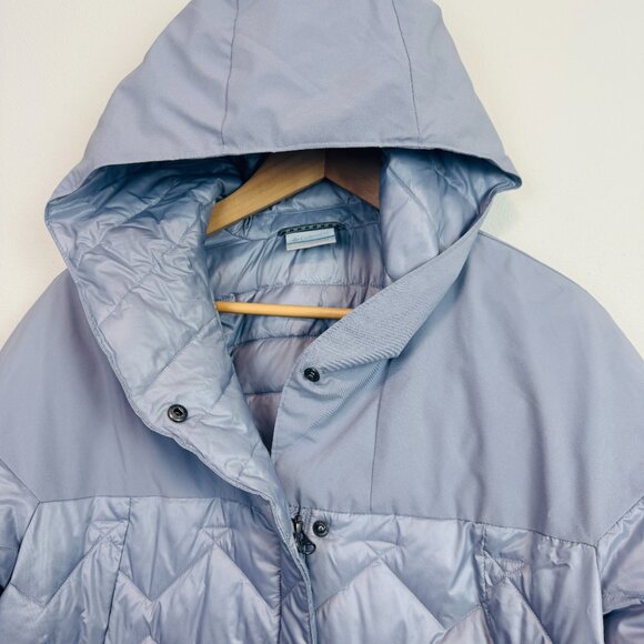 Columbia Womens Puffer Jacket with hood Large lilac gray hooded coat - Picture 4 of 8